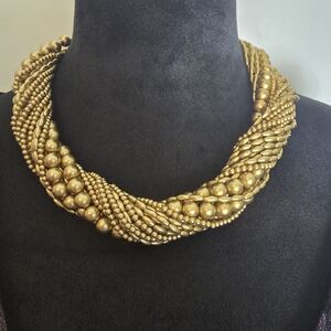 Vintage Carolee Multistrand Gold Beaded Necklace